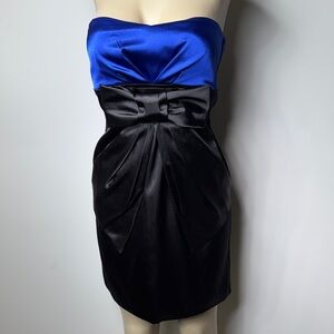 Teeze Me Strapless Royal Blue and Black Dress